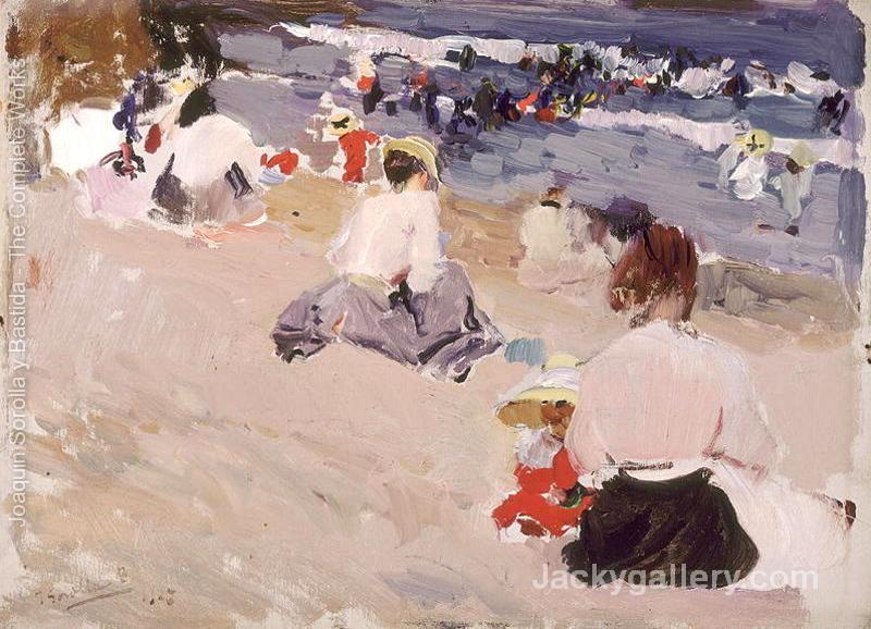 People Sitting on the Beach by Joaquin Sorolla y Bastida paintings reproduction